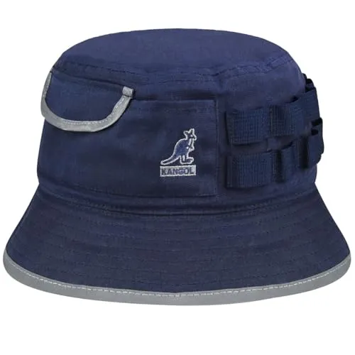 Kangol Waxed Utility Bucket Baumwollhut Stoffhut Anglerhut Sommerhut Sonnenhut Damen/Herren - Sommer Frühling-Sommer - L (58-59 cm) dunkelblau