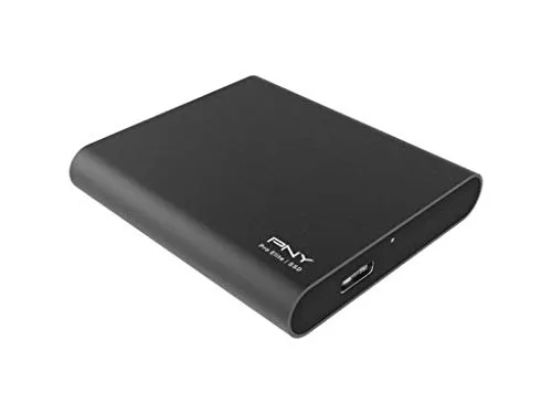 PNY Portable SSD Pro Elite 250GB - Hochgeschwindigkeits USB 3.1 Gen2 - USB-Stick mit 250GB Speicher, Übertragungsgeschwindigkeiten bis zu 890 MB/s, perfekt für schnelle Dateitransfers unterwegs, schlankes Aluminiumdesign.