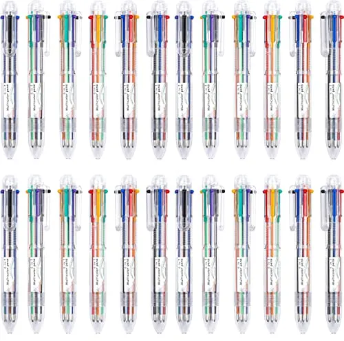 KAHEIGN 30Pcs 6-in-1 Kugelschreiber, 14cm einziehbare Kugelschreiber mit 0,5mm Tinte Stifte, mehrfarbig für Büro, Schulbedarf, Studenten, Kinder Geschenk