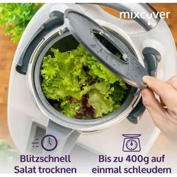 mixcover Salatschleuder - verbesserte Version für Thermomix TM5/TM6, effizient und kinderleicht Salat waschen und trocknen, auch zum Kochen geeignet