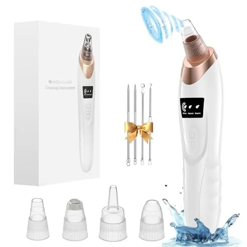 Electric Blackhead Remover Vacuum 4 Suction Power Mode Blackhead Remover Tool Black Head Remover for Face Whitehead Remover with Heating Mode, Deep Cleansing Unclogging Pores Blackhead Remover Tool