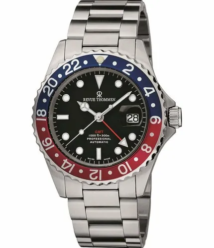 REVUE THOMMEN Diver GMT 17572.2135 - Herrenarmbanduhr - Armbanduhren, Schweizer Automatikuhr mit 300 m Wasserdichtigkeit, ideal für Taucher und Abenteuerlustige.