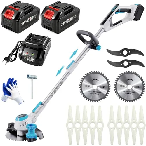 YEXLXLN Rasentrimmer mit Akku, 21V Akku Rasentrimmer mit 2 x 3.0Ah Akku