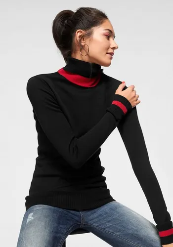 AJC Damen Rollkragenpullover, Gr. 36/38, schwarz/rot von AJC