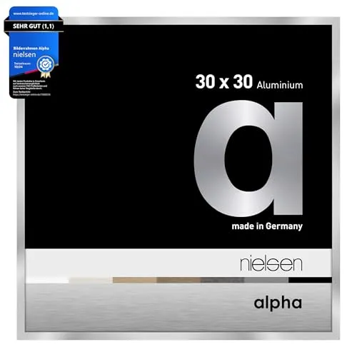Nielsen Aluminium Bilderrahmen Alpha 30x30 cm silber - Moderner Hängerahmen aus Aluminium in silber, ideal für kreative Wandgestaltungen. Passt perfekt für Bilder im Format 30x30 cm.
