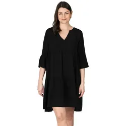 DENIMFY Sommerkleid Damen Knielang A Linie DFFrida - Freizeitkleid für Damen aus 100% Viskose, mit V-Ausschnitt und 3/4 Ärmeln für ein luftiges Tragegefühl. Ideal für sommerliche Anlässe und vielseitig kombinierbar.