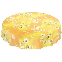 ANRO Tischdecke Wachstuchtischdecke Gartentischdecke Wachstischdecke (Einzelstück 1-tlg), Glatt Rund 120cm wasserabweisend gelb Rund | Ø 120 cm x 120 cm x 120 cm x 0.25 mm