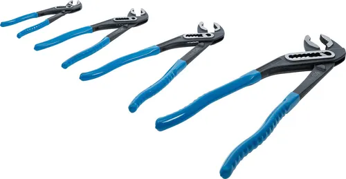 BGS-technic Wasserpumpenzange 457-2 Satz, 4-teilig - Zangen-Set mit 4 Wasserpumpenzangen in Tetron-Rolltasche, ideal für sicheres Arbeiten dank Klemmschutz und extra Stabilität durch Durchsteckgewerbe.