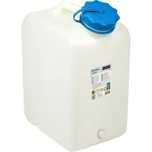 Hünersdorff Wasserkanister 818300 - 31 Liter Weithalskanister, transparent mit UV-Schutz und großem Tragegriff, ideal für Lebensmittel und Chemikalien