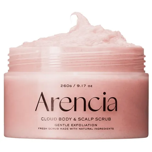 Arencia Gesichtspeeling Cloud Body & Scalp Scrub Lavender & Pear - Luxuriöser Körper- und Kopfhaut-Scrub mit feinem Meersalz. Sanftes Peeling für glatte Haut und belebte Kopfhaut. Die angenehme „Cloud“-Textur sorgt für ein entspannendes Duscherlebnis.