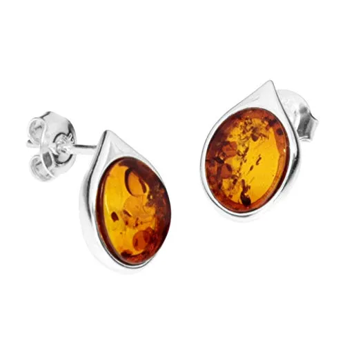 OSTSEE-SCHMUCK Paar Ohrstecker - Canissa - Silber 925 mit Bernstein - Elegante Ohrstecker aus 925er Silber mit braunem Bernstein, ideal für einen stilvollen Look. Perfekt für jeden Anlass und in edler Verpackung.