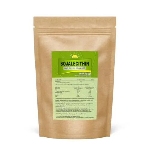 Sojalecithin, hochreines Granulat ohne Zusatzstoffe, 500 Gramm, in Deutschland abgefüllte Premiumqualität, Bonemis®