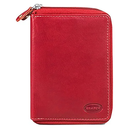 Große Geldbörse, Portemonnaie Größe L für Damen, Echt-Leder, Rot, Branco 230