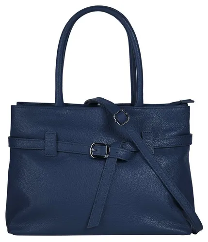 Cluty Handtasche Damen 101021 blau - Stilvoll und praktisch - Elegante Leder Handtasche aus 100% Rindleder mit viel Stauraum, Smartphonefach und erweiterbarem Hauptfach. Ideal für den Alltag und vielseitig tragbar!