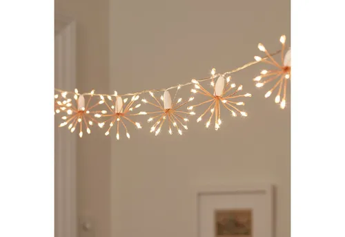 Lights4fun LED-Lichterkette 15er LED Lichterkette Sternenbälle rosegold