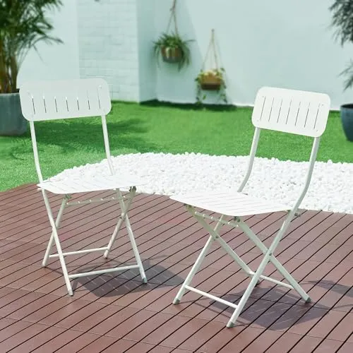 [en.casa] Klappstuhl Sande 2er Set - Wetterbeständige Gartenstühle - Camping-Möbel, robust und klappbar bis 110 kg, ideal für Garten und Balkon, platzsparend und pflegeleicht.