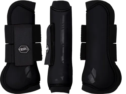 Gamaschen Hartschalengamaschen Pferdeschutz QHP - Schwarz, Shetty - Sonstige Reitausrüstung, schützende Hartschalengamaschen mit Neoprenfutter, leicht anzubringen und in 13 Farben erhältlich für optimale Sicherheit und Style.