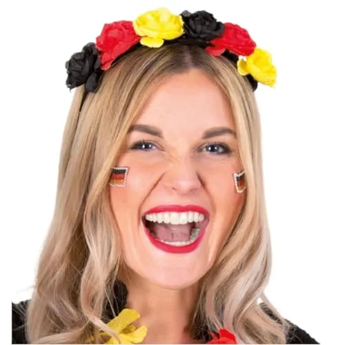 Karnevalsteufel Haarschmuck Blumiger Haarreif Fan Schwarz-Rot-Gold Einheitsgröße für Sportbegeisterte beim Stadionbesuch Accessoire