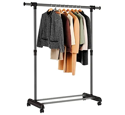 edihome, Kleiderständer, Kleiderständer, Kleiderschrank, robust, aus Metall und tragbar, mit Rädern