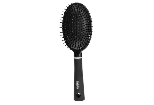 PARSA Beauty Haarbürste Haarbürste Trend Line Groß Oval Bürste mit Kunststoffpins schwarz