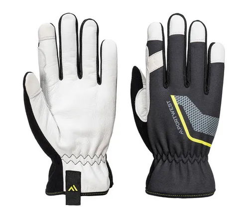 Portwest Arbeitshandschuhe A775 - Stretch Utility Lederhandschuh Schwarz - Hochwertige Arbeitshandschuhe für Mechaniker mit strapazierfähiger Lederhandfläche. Das Stretchmaterial sorgt für optimale Passform und Fingerfertigkeit. Ideal für den professionellen Einsatz, CE-zertifiziert und langlebig.