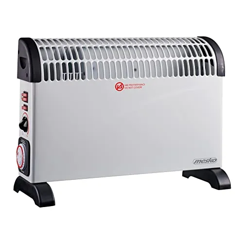Mesko MS 7741w Elektrischer Konvektorheizer mit Timer - Effizienter Konvektorheizer für Räume bis 20 m², leise im Betrieb mit 3 Heizstufen und praktischer Turbofunktion für schnelle Wärmeverteilung.
