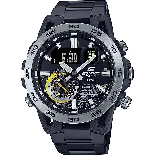 Casio Herren Quartz Armbanduhr ECB-40DC-1AEF - Armbanduhren für Herren mit 52mm Gehäuse, Stoppuhr und Alarmfunktion, ideal für aktive Männer.