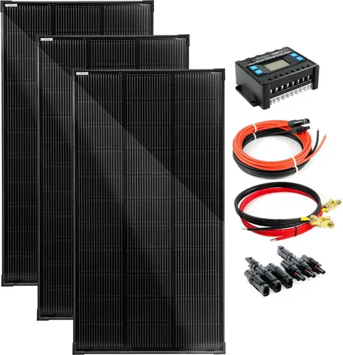 Komplettset 3x120 Watt Solarmodul 1070x580 30A Laderegler Kabel Stecker Solar Photovoltaik