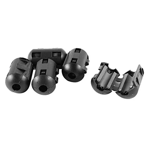 sourcing map 5pcs UF50B Ferrit Ringkern Ferrit Perlen Clip RFI EMI Lärm Anti-Interferenz Kabel Clip für 5mm Durchmesser Kabel, Schwarz