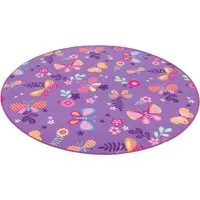 Snapstyle Kinder Spiel Teppich Schmetterling Lila 133cm Rund