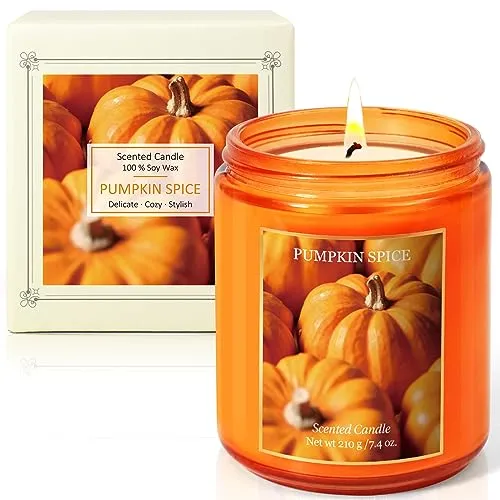 SCENTORINI Duftkerze im Glas, Kürbis Herbst Duftkerze, Pumpkin Spice Kerze | Herbst Kerze für Raumduft, Kürbis Deko, Halloween, Weihnachten, Geburtstag, Brenndauer bis zu 45 Stunden, 210 g
