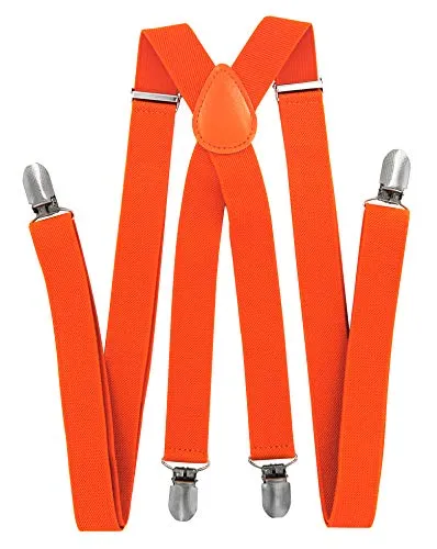 axy Hosenträger für Herren breit 2,5 cm in X-Form mit 4 Hosenträger Clips extra stark längenverstellbar 25mm (Orange)