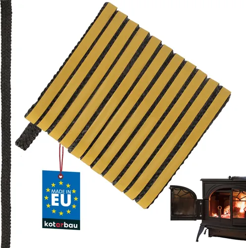 KOTARBAU® Kamin Dichtband Selbstklebend 8 x 2 mm Glasfaser Dichtungsband für Kaminofen 2,5 m Kamindichtung Ofendichtband Hitzebeständig Schwarz