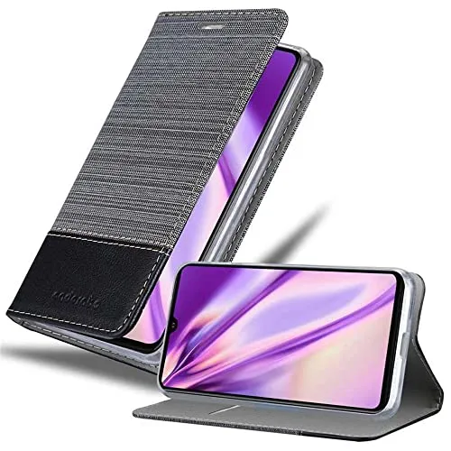 Cadorabo Hülle kompatibel mit Huawei P30 PRO aus Premium Jeans und Kunst Leder Flip Klappbare Stoßfeste Magnetische [Standfunktion] [Kartenfächern] Cover Hülle für Huawei P30 PRO Tasche in Grau