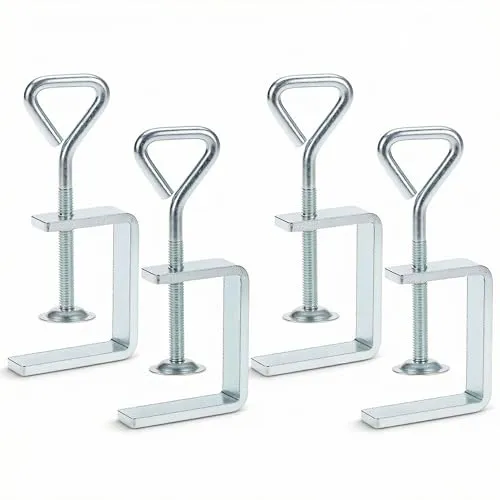 QWORK® 4er Set Hochleistungs Metall C-Klemmen für Holzbearbeitung, Clip Abstand 0,7-4,5 cm, Verzinktes Eisen