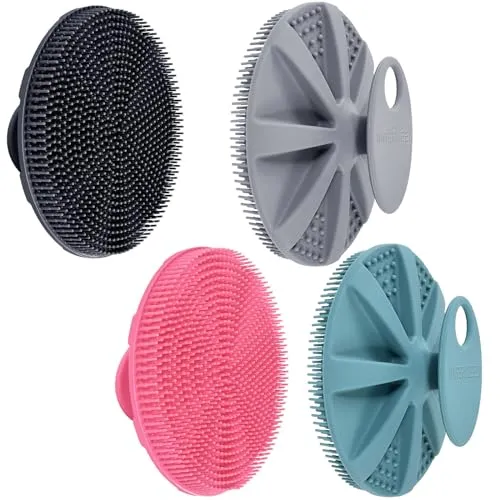 INNERNEED Körperschrubber aus weichem Silikon in Lebensmittelqualität, Duschbürste, Handreinigungsbürste für die Haut, sanftes Peeling und guter Schaum, (Set) Dunkelgrün+Rosa+Grau+Schwarz