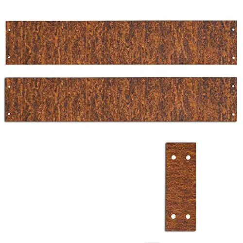 ESTEXO Beetumrandung Rasenkante Edel-Rost – 2x Beeteinfassung mit Verbinder - Hochwertige ESTEXO Rasenkante aus Cortenstahl, ideal für die stilvolle Gestaltung Ihres Gartens. Robuste Beeteinfassung für eine klare Abgrenzung von Beeten und Rasen.