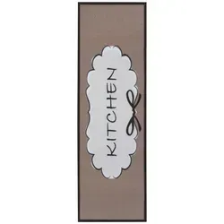 Hanse Home Sehenswert: Cook & Clean, Braun, Schwarz, Weiß, Kunststoff, Schriftzug, rechteckig, 50x150 cm, Oeko-Tex® Standard 100, für Fußbodenheizung geeignet, rutschfest, pflegeleicht, strapazierfähig, platzsparend, leicht zusammenrollbar, rutschfeste Unterfläche, Teppiche & Böden, Teppiche, Küchenläufer