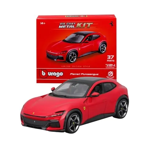 Bburago - Modellbausatz Ferrari Purosangue Maßstab 1:24, Auto-Bausatz mit 37 Teilen, Detailgetreu zum Zusammenbauen, Ferrari-Lizenz, Alter 14+
