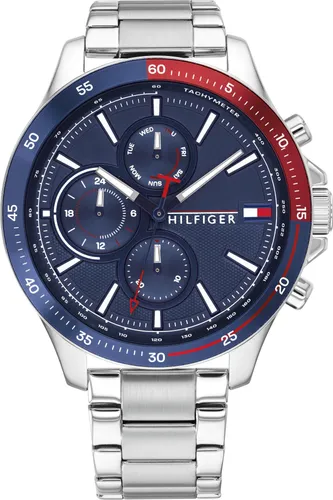 Tommy Hilfiger Herren Quarz Uhr 1791718 - Armbanduhr für Herren mit 46 mm Gehäuse, blauem Zifferblatt und 50 m Wasserdichtigkeit – stilvoll und funktional für jeden Anlass.