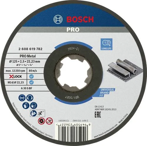 Bosch Professional Zubehör PRO Metal X-Lock Trennscheibe, 125 x 2,5 x 22,23 mm (2608619782)