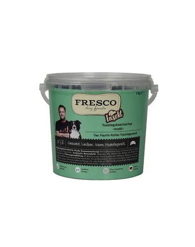 Fresco Martin Rütter Trainingsknöchelchen Insekt 1 kg Eimer für Hunde - Leckere Snacks für Hunde mit 92% Insektenprotein. Ideal für das Training, nahrhaft und schmackhaft – perfekt für aktive Vierbeiner!