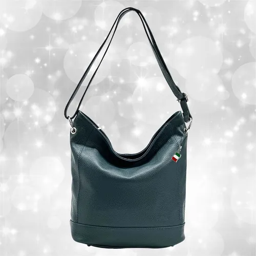 FLORENCE Shopper Hobo Bag aus Echtleder in Türkis – Elegante Damen Tasche - Elegante Schultertasche aus echtem Leder, ideal für den Alltag. Mit verstellbarem Trageriemen und praktischem Reißverschlussfach. Made in Italy – vereint Stil und Funktionalität.