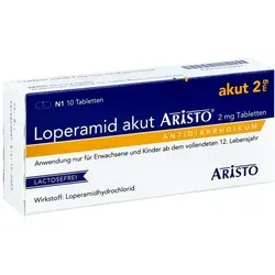 Loperamid akut Aristo 2mg - Arzneimittel zur symptomatischen Behandlung von akuten Durchfällen bei Erwachsenen und Kindern ab 12 Jahren, wirkt schnell und effektiv gegen Durchfall.