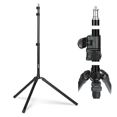 TARION Lichtstativ 200 cm - Aluminium Lampenstativ Tragbares Stativ Beleuchtungsstativ Traglast 4 kg Foto Lichtständer für Studio Outdoor Fotografie Ringlicht Blitzlicht mit Tragetasche(FLS-20T)