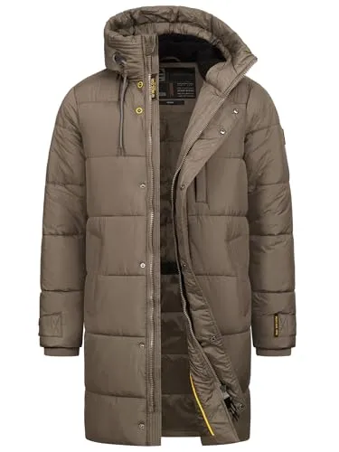 Indicode Herren INStuds Parka mit Kapuze | Gefütterter Parka für Männer Morel, Größe L - Stylischer gefütterter Parka mit durchgehender Knopfleiste und hochschließendem Kragen für optimalen Schutz vor Kälte. Ideal für den Alltag und moderne Outfits. Hochwertige Verarbeitung und tolle Passform!