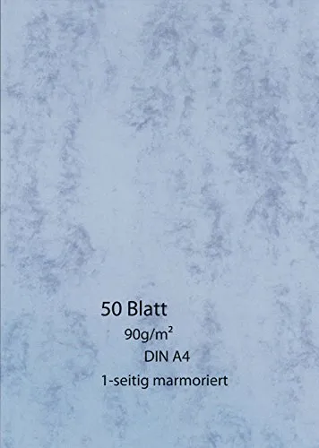 Marmor-Papier 50 Blatt - einseitig - blau - 90g - A4