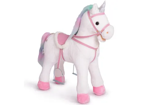 Pink Papaya Stehpferd - Flauschiges Stehpferd mit Sound - Stehpferde für Kinder ab 3 Jahren, besonders flauschig mit liebevollen Details und integriertem Sound im Ohr für noch mehr Spielspaß.