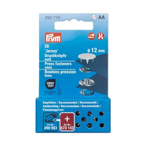 Prym 390770 Druckknöpfe Jersey, 12 mm, weiß, kompatibel mit dem Vario Creative Tool