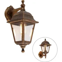 QAZQA - Klassisch I Antik Außen Wandleuchte AntikGold I Messing verstellbar IP44 - Capital I Außenbeleuchtung - Kunststoff Quadratisch - LED geei... - Gold